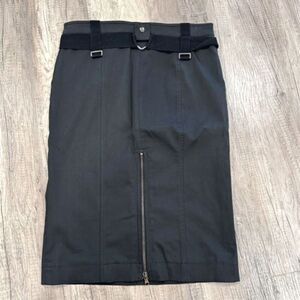 Marella Flat Front Classic Straight Pencil Skirt‎ Charcoal Black Size 8 Back Zip